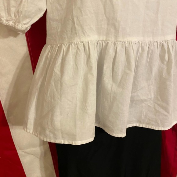 Influence Sz 8 Retro Women's Prairie Collar Peplum White Cotton Blouse - Picture 4 of 9